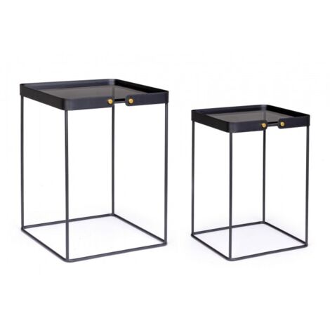 Tavolini in Vetro Nero Stile Moderno da Interno - DAMON