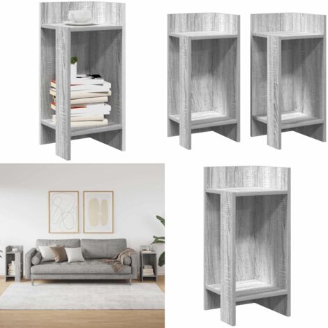 Tavolini Laterali 2 pz con Ripiano Grigio Sonoma 25,5x27x60 cm - Tavolino da caffè - Ripiano