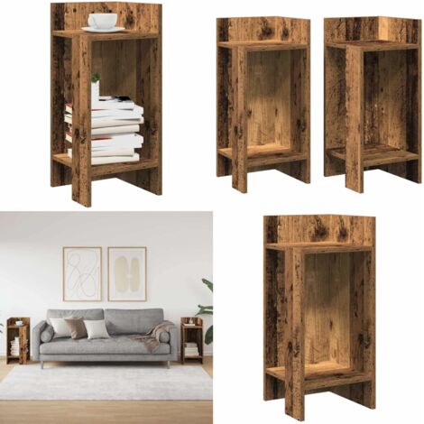 Tavolini Laterali 2 pz con Ripiano Legno Antico 25,5x27x60 cm - Tavolino da caffè - Ripiano in legno