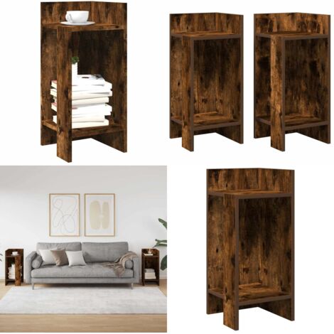 Tavolini Laterali 2 pz con Ripiano Rovere Fumo 25,5x27x60 cm - Tavolino da caffè - Ripiano in truciolato