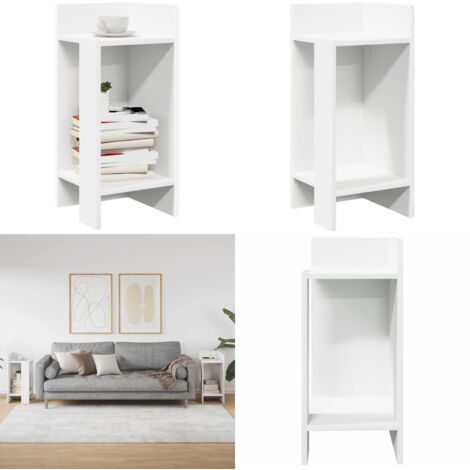 Tavolini Laterali 2pz con Ripiano Bianco 25,5x27x60 cm - Tavolino da caffè - Ripiano