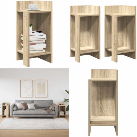 Tavolini Laterali 2pz con Ripiano Rovere Sonoma 25,5x27x60 cm - Tavolino da caffè - Tavolino con ripiano
