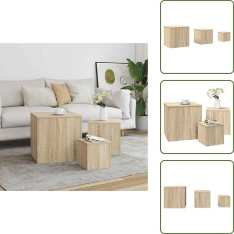 Tavolini per piante - vidaXL Tavolini 3 pz Rovere Sonoma in Truciolato - Tavolini da camera
