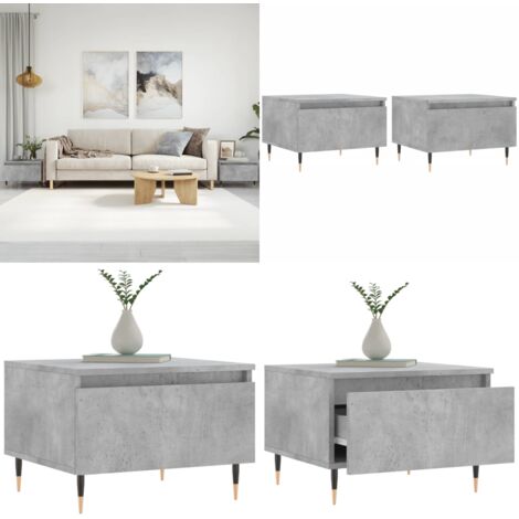 Tavolini Salotto 2pz Grigio Cemento 50x46x35 Legno Multistrato - Tavoli da salotto - Tavoli in legno