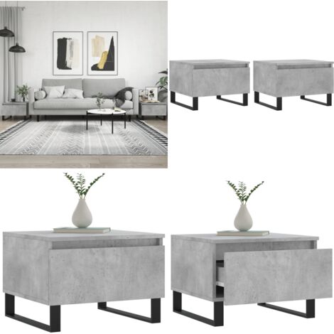Tavolini Salotto 2pz Grigio Cemento 50x46x35 Legno Multistrato - Tavoli da salotto - Tavoli in legno