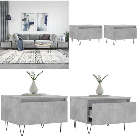 Tavolini Salotto 2pz Grigio Cemento 50x46x35 Legno Multistrato - Tavoli da salotto - Tavoli in legno