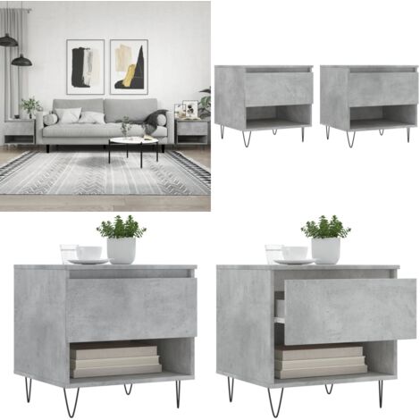 Tavolini Salotto 2pz Grigio Cemento 50x46x50 Legno Multistrato - Tavoli da salotto - Tavoli in legno