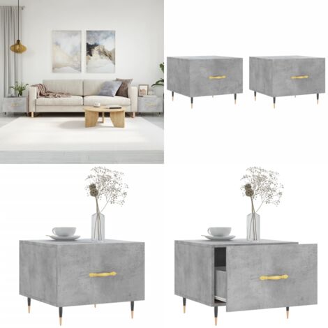 Tavolini Salotto 2pz Grigio Cemento 50x50x40 Legno Multistrato - Tavolino in legno - Tavolino in ferro