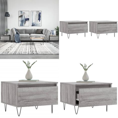 Tavolini Salotto 2pz Grigio Sonoma 50x46x35cm Legno Multistrato - Tavoli in legno - Tavoli in metallo