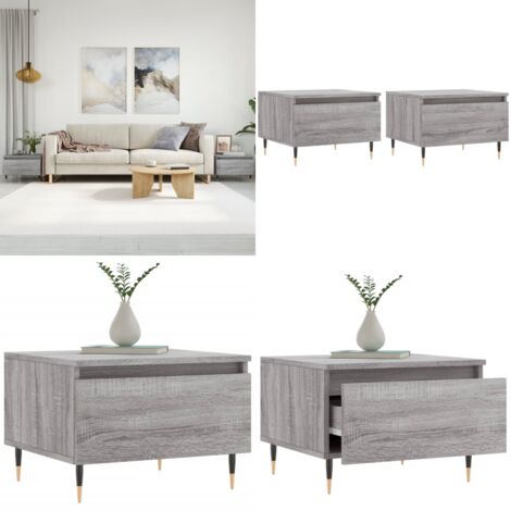 Tavolini Salotto 2pz Grigio Sonoma 50x46x35cm Legno Multistrato - Tavoli in legno - Tavoli in metallo