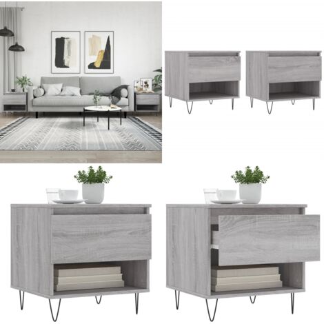Tavolini Salotto 2pz Grigio Sonoma 50x46x50cm Legno Multistrato - Tavoli da salotto - Tavoli in legno