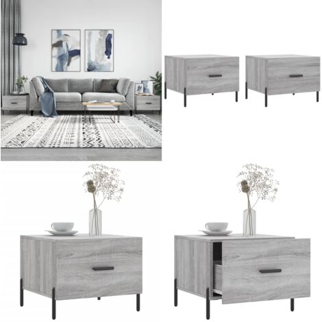 Tavolini Salotto 2pz Grigio Sonoma 50x50x40cm Legno Multistrato - Tavoli da salotto - Tavoli in legno