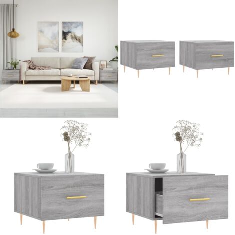 Tavolini Salotto 2pz Grigio Sonoma 50x50x40cm Legno Multistrato - Tavoli da salotto - Tavoli in legno