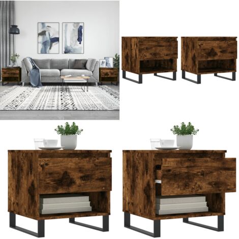 Tavolini Salotto 2pz Rovere Fumo 50x46x50 cm Legno Multistrato - Tavoli da salotto - Tavoli in legno