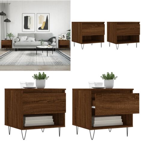 Tavolini Salotto 2pz Rovere Marrone 50x46x50 Legno Multistrato - Tavoli da salotto - Tavoli in legno