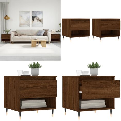 Tavolini Salotto 2pz Rovere Marrone 50x46x50 Legno Multistrato - Tavoli da salotto - Tavoli in legno