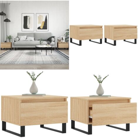 Tavolini Salotto 2pz Rovere Sonoma 50x46x35cm Legno Multistrato - Tavoli in legno - Tavoli in legno multistrato