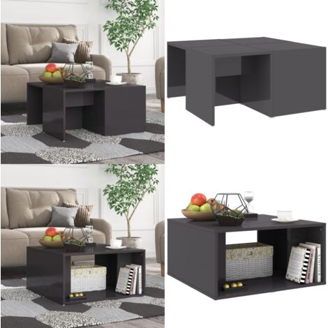Tavolini Salotto 4pz Grigio Lucido 33x33x33cm Legno Multistrato - Tavoli da salotto - Tavoli in legno