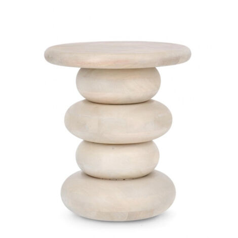 Tavolino Ø 40x45 cm Caffè White in Legno Naturale