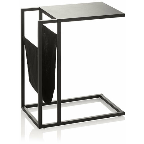 Tavolino 46x28,4x56,6 cm con Tasca in Metallo Nero