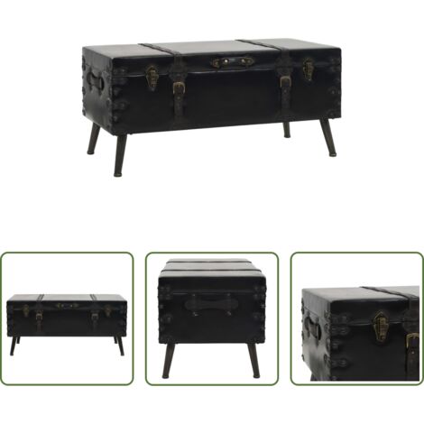 Tavolino a baule -  Tavolino da Salotto in MDF e Acciaio 102x51x48 cm