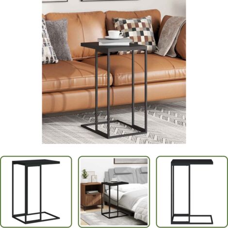 Tavolino a forma di C -  Tavolino da Salotto Nero 40x30x59 cm in Legno Multistrato