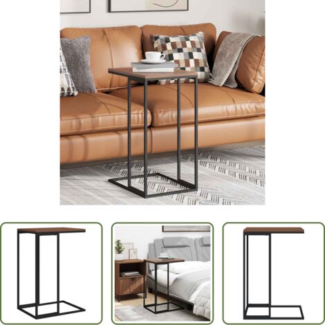 Tavolino a forma di C -  Tavolino da Salotto Nero 40x30x59 cm in Legno Multistrato