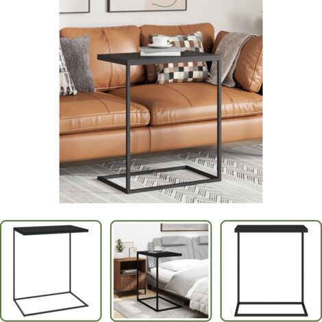 Tavolino a forma di C -  Tavolino da Salotto Nero 55x35x66 cm in Legno Multistrato
