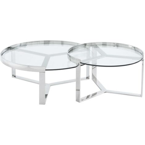 Tavolino RENE vetro temprato fumé e vetro trasparente struttura in acc