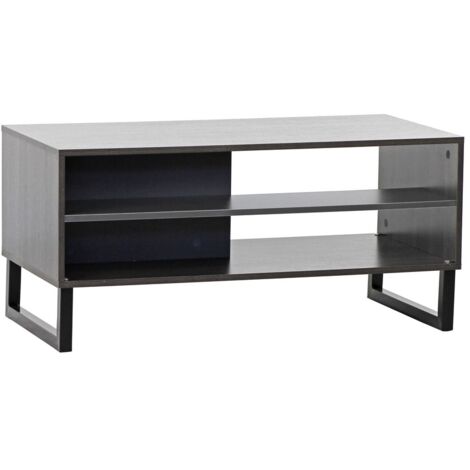 Tavolino basso 2 ripiani 101x47x50 cm in legno effetto olmo scuro e grigio