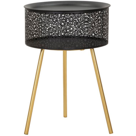 Tavolino Basso Ø35x50 cm in Metallo Nero