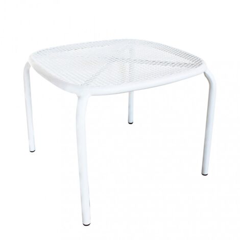 Tavolino basso 40x40 cm impilabile da giardino con struttura in acciaio Local -  White