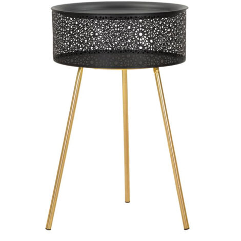 Tavolino Basso Ø40x65 cm in Metallo Nero