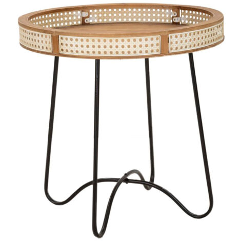 Tavolino Basso Ø60x60,5 cm in Metallo e Legno