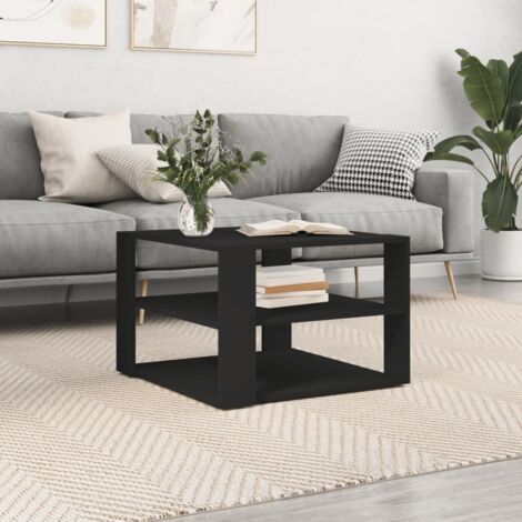 Tavolino Basso Caffè,Tavolino Consolle,Tavolino Moderno da Salotto Nero 59,5x59,5x40 cm in Legno Multistrato -Bv63820
