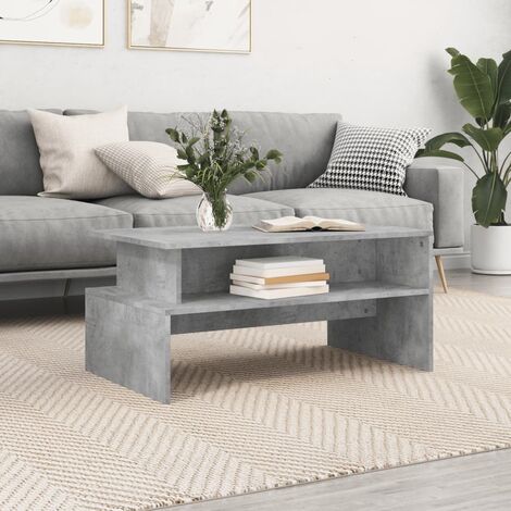 Tavolino Basso Caffè,Tavolino Consolle,Tavolino Moderno Salotto Grigio Cemento 90x55x42,5 cm Legno Multistrato -Bv31498