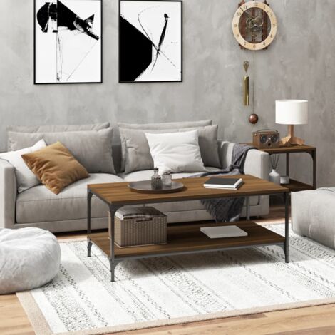 EASYCOMFORT tavolino salotto design moderno 2 Ripiani Design Moderno, Legno  Bianco, 40x40x43cm