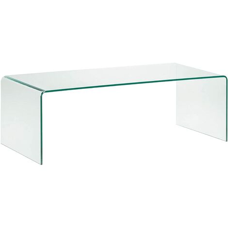 Tavolino Basso da Salotto Rettangolare in Vetro e Curvato (110 x 43 x 60 cm)- Luxury Z-01 - Design curvo e Moderno