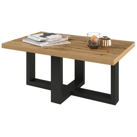 Tavolino basso design rettangolare collezione COXI Colori quercia e nero