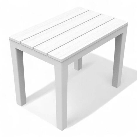 Tavolino basso in resina 60x39x45 cm per esterno Timor -  Bianco