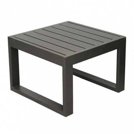 Tavolino basso quadrato 45x45 cm da esterno giardino per salotto con struttura in alluminio e piano effetto doghe Milos -  DarkGray