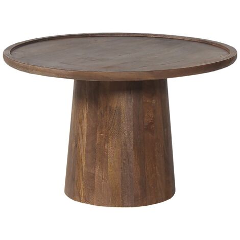 Tavolino basso rotondo in legno massiccio collezione JAKARTA - Stile etnico e design - Diametro 65 cm