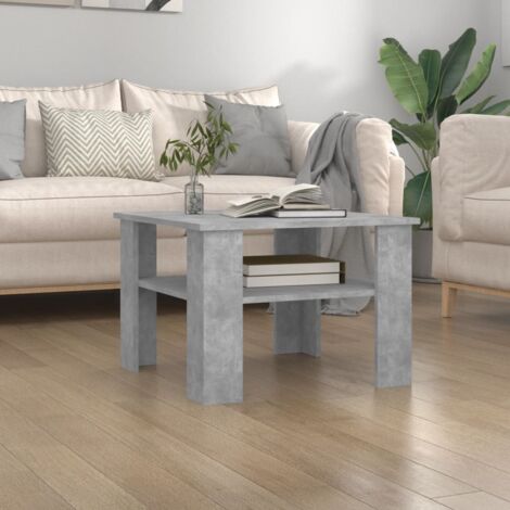 Tavolino Basso Tavolino da Salotto ,Tavolino da divano Grigio Cemento 60x60x42 cm in Truciolato ITD20381