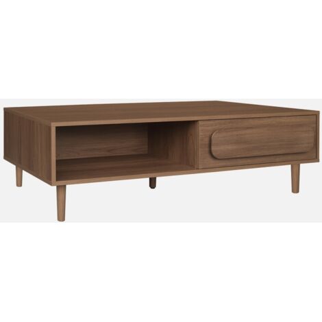 Tavolino basso vintage effetto legno 1 cassetto