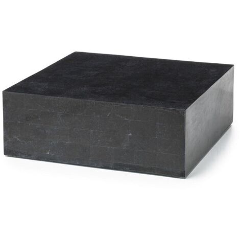 Tavolino blocco Quadrato 80x80x28 cm Pietra Fossile Black Stone