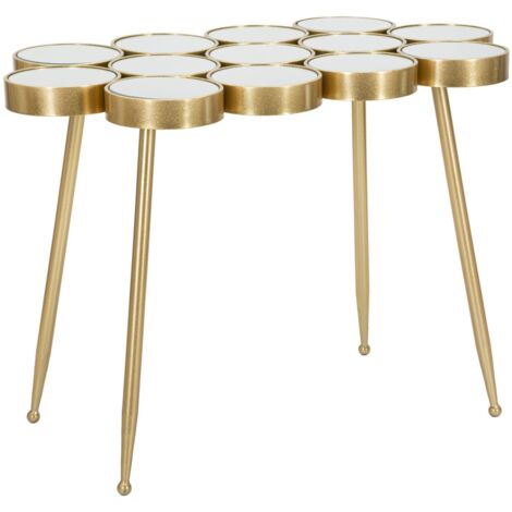 Tavolino Buttle 100x70x55 cm in Ferro e MDF Oro