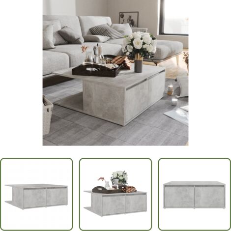 Tavolino centrale -  Tavolino da Salotto Grigio Cemento 80x80x31cm Legno Multistrato
