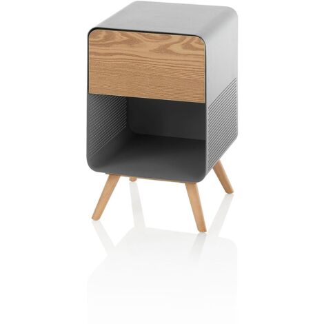 Tavolino/Comodino PETER bianco in metallo e legno