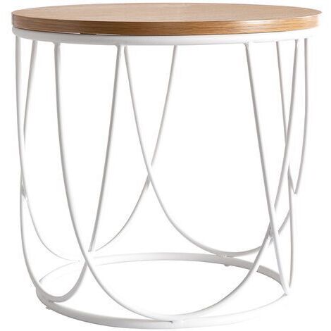 Tavolino complementare legno e metallo bianco 42 cm LACE