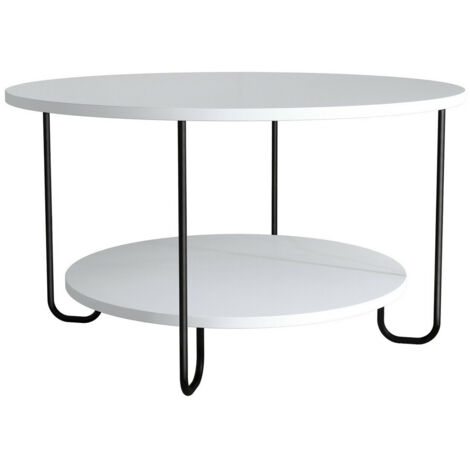 Tavolino con 2 ripiani e gambe in metallo - Diam 80 cm - Corro